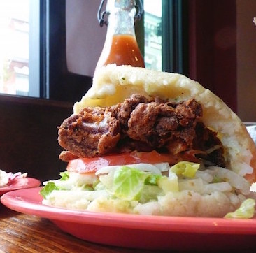 WHITE AREPA CRISPY CHICKEN